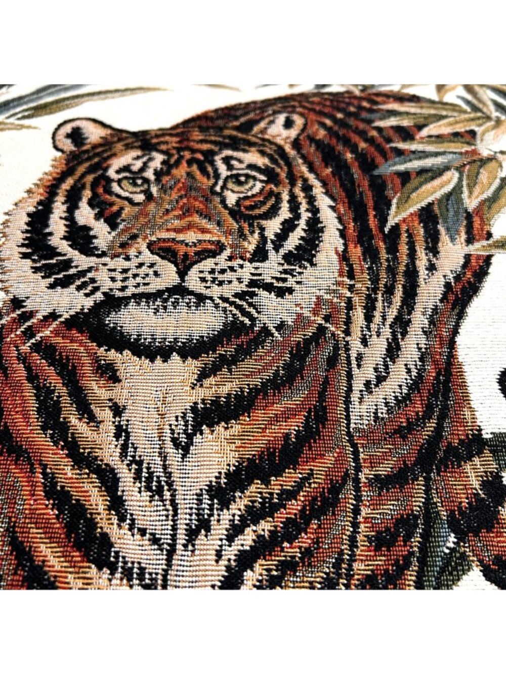 Ashford Court Tiger Tapestry Throw Pillow Velour Sides Back Jungle 19x19 - Picture 2 of 8